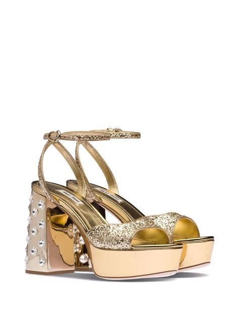 Miu Miu Crystal Embellished Sandal (Women)